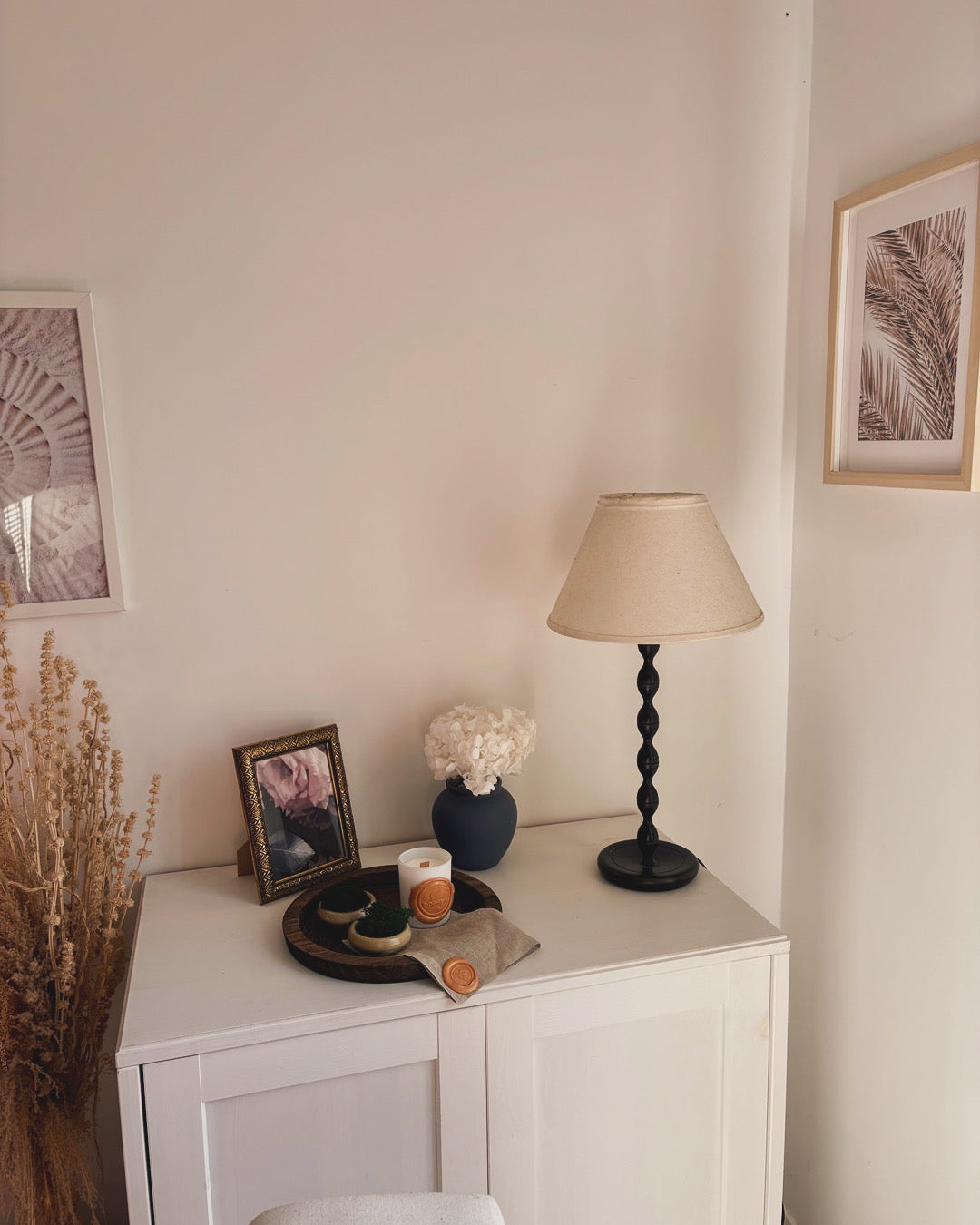 Decoration vintage vase en ceramique bleu avec cadre baroque de ReDecoVerte 